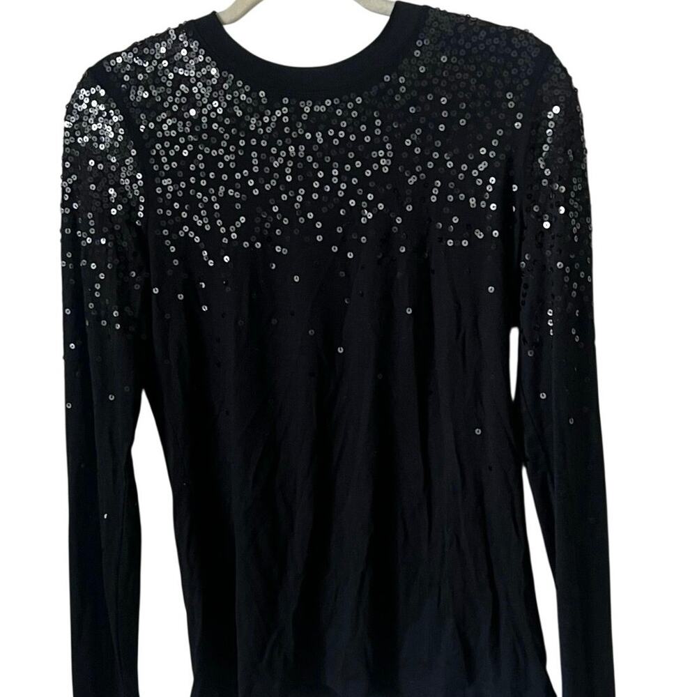 I.N.C. International Concepts Women’s Black Sequin Long Sleeve Top Size S